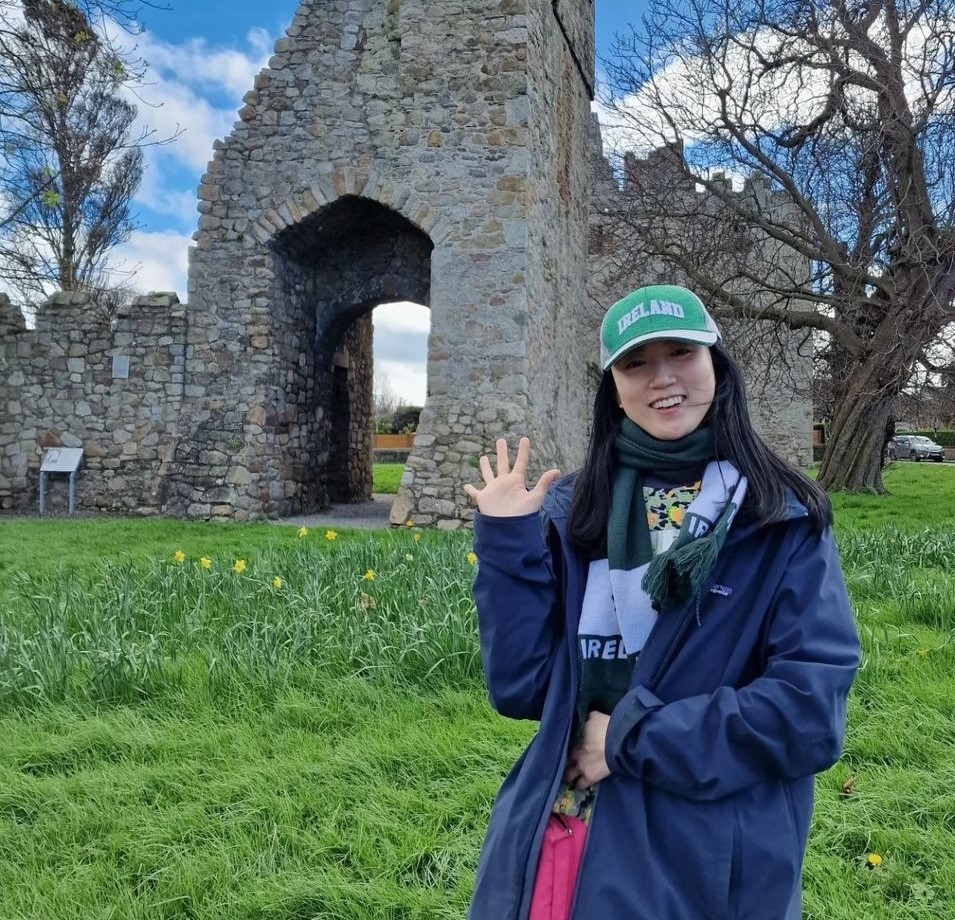 Sunim Choi visiting a ruin in Dalkey, Dublin