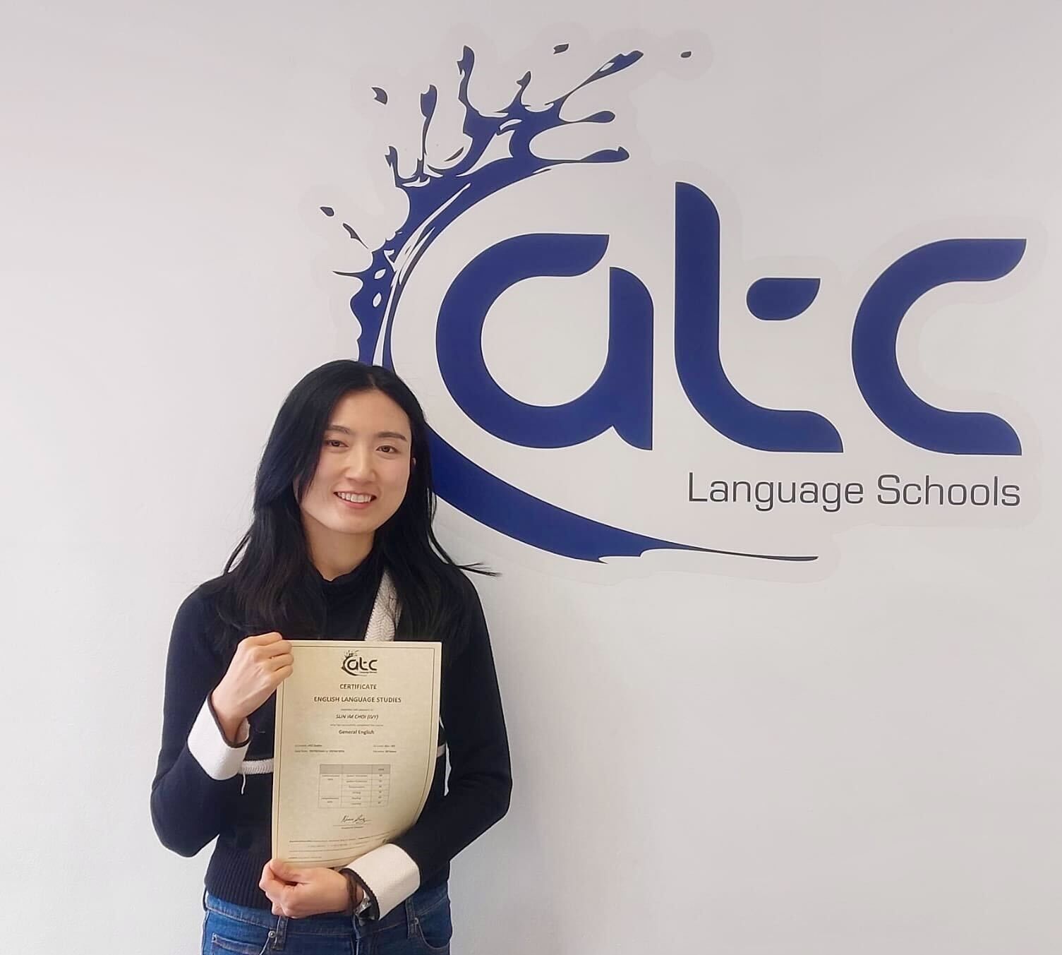 Sunim Choi with her certificate on her final day at ATC